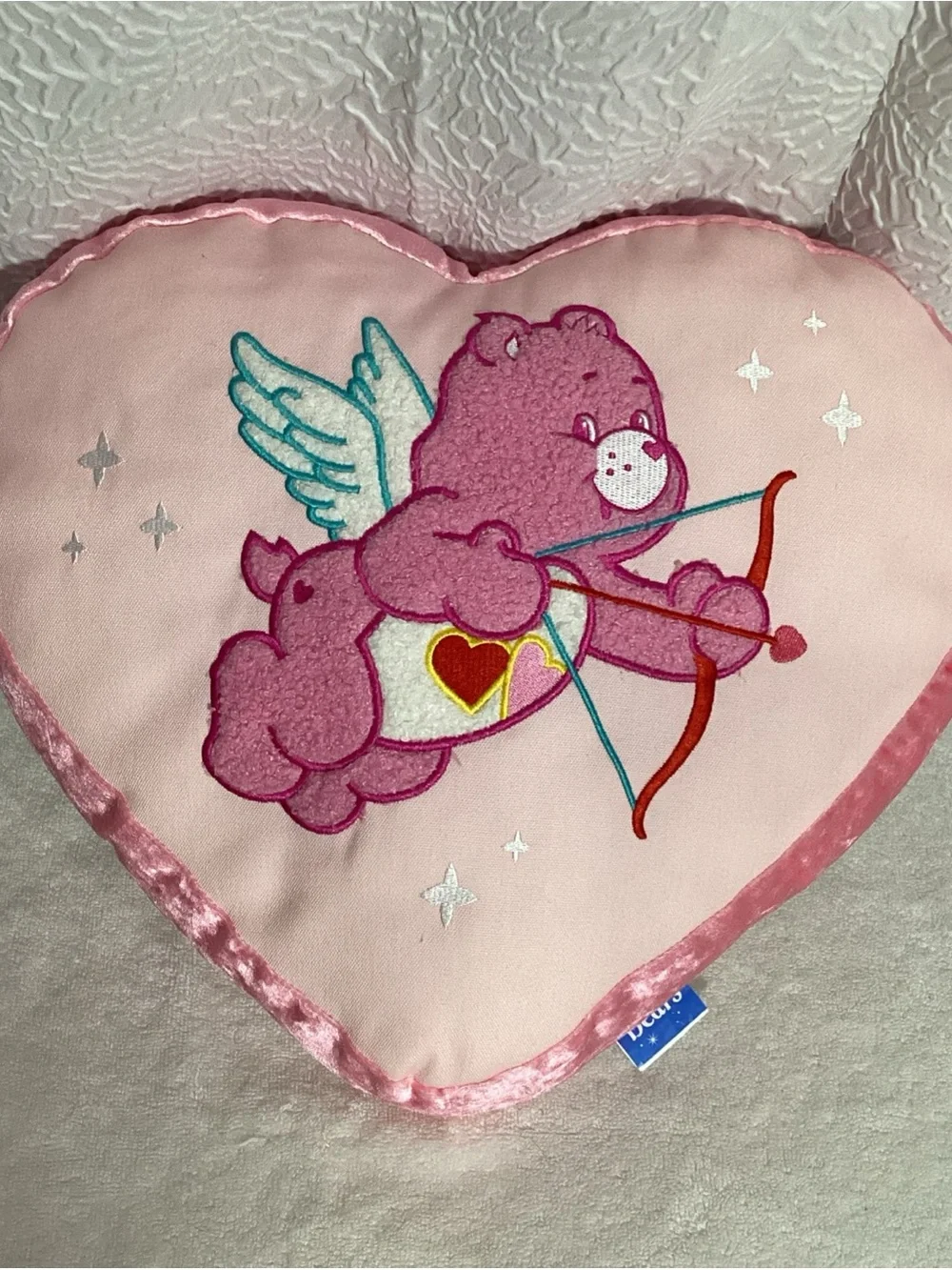 Love a Lot Care Bear as Cupid Heart Shaped Plush Pillow NEW Decorative Valentine